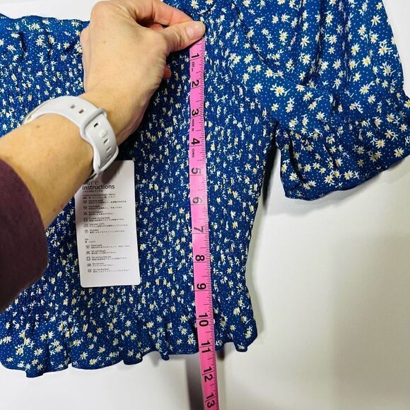ExLura Blue Daisy Smocked Top and MIDI Skirt Set Flowers Off Shoulder Square NWT - Picture 15 of 16